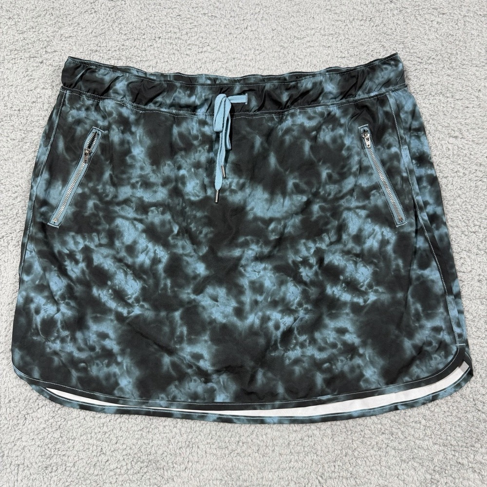 Studio by EnergyZone Turquoise Black Tie Dye Athletic Skort  Zipper Pockets XL